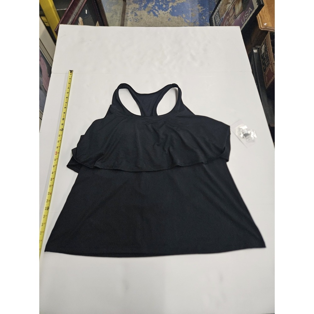 Fabletics Tank Top WOMENS 3X / 22 Ashlynn Black Double Up Ruffle Sports Bra